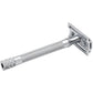 MERKUR 23C Double Edge Safety Razor - Polished Chrome, Long Knurled Brass Handle, Made in Germany, Plastic-Free, Three Piece Design, Closed Comb, Straight Bar