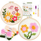 Pllieay Punch Needle Embroidery Starter Kits for Kids and Adults Beginners, Include Instructions, Punch Needle Fabric with Floral Pattern, Yarns, Embroidery Hoops and Threader Tools