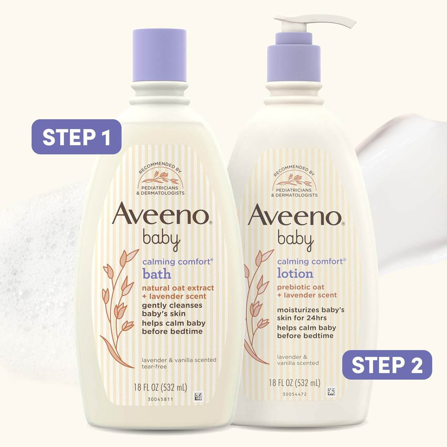 Aveeno Baby Calming Comfort Moisturizing Body Lotion with Relaxing Lavender & Vanilla Scents, Non-Greasy Baby Lotion, Nourishing Prebiotic Oatmeal, Paraben- & Phthalate-Free, 18 fl. oz - My Store