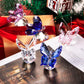 H&D Crystal Flying Butterfly with Crystal Ball Base Figurine Collection Cut Glass Ornament Statue Animal Collectible (Clear)