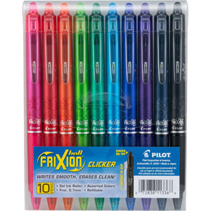 Pilot FriXion Erasable Gel Pens, Fine Point 0.7 mm Erasable Pens, Pack of 10 Assorted Colors