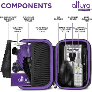 Altura Photo Professional Camera Cleaning Kit for APS-C DSLR & Mirrorless Cameras - Lens and Sensor Cleaner - Includes Case, Spray, Swabs, Blower, Brush, Tissue Paper