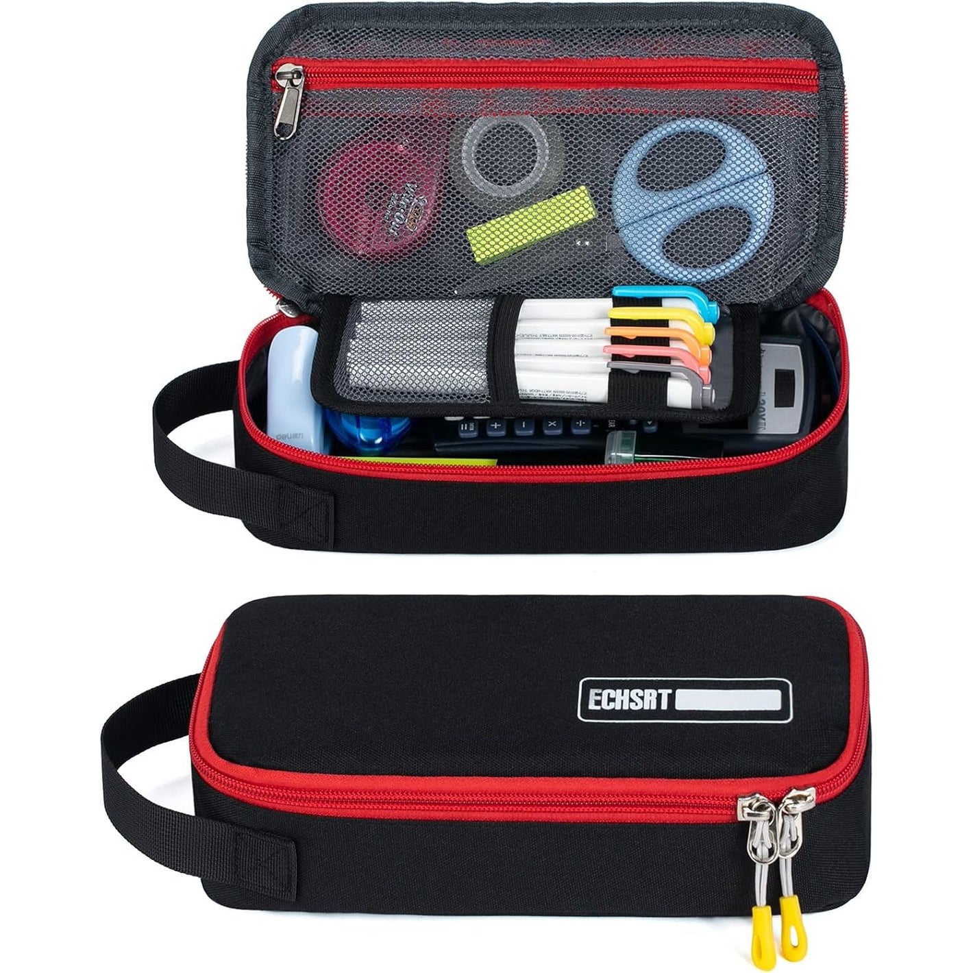 ECHSRT Large Pencil Case, Aesthetic Pen Pouch with Big Capacity, Minimalist Portable Stationery Bag with Handle for Office Organizer Aesthetic Pencil Cases