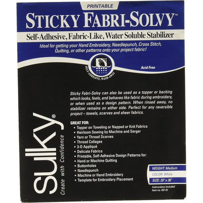 Sulky Sticky Fabri-Solvy Stabilizer 20"X36"