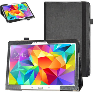 Samsung Tab S 10.5 T800 Case,Bige PU Leather Folio 2-Folding Stand Cover for 10.5" Samsung Galaxy Tab S 10.5 Sm-t800 Sm-t801 Sm-t805 t807 Tablet,Black