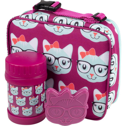 Bentology Kids Lunch Bag Set w Matching Reusable Food Jar & Hard Ice Pack- Mermaid- Insulated Tote, Stainless Steel thermos & Freezer Pack to Keeps Food Fresh for Hours- Back to School Lunch Box Kits
