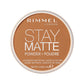 Rimmel London Stay Matte - 001 Transparent - Pressed Powder, Lightweight, High Coverage, Shine Control, 0.49oz
