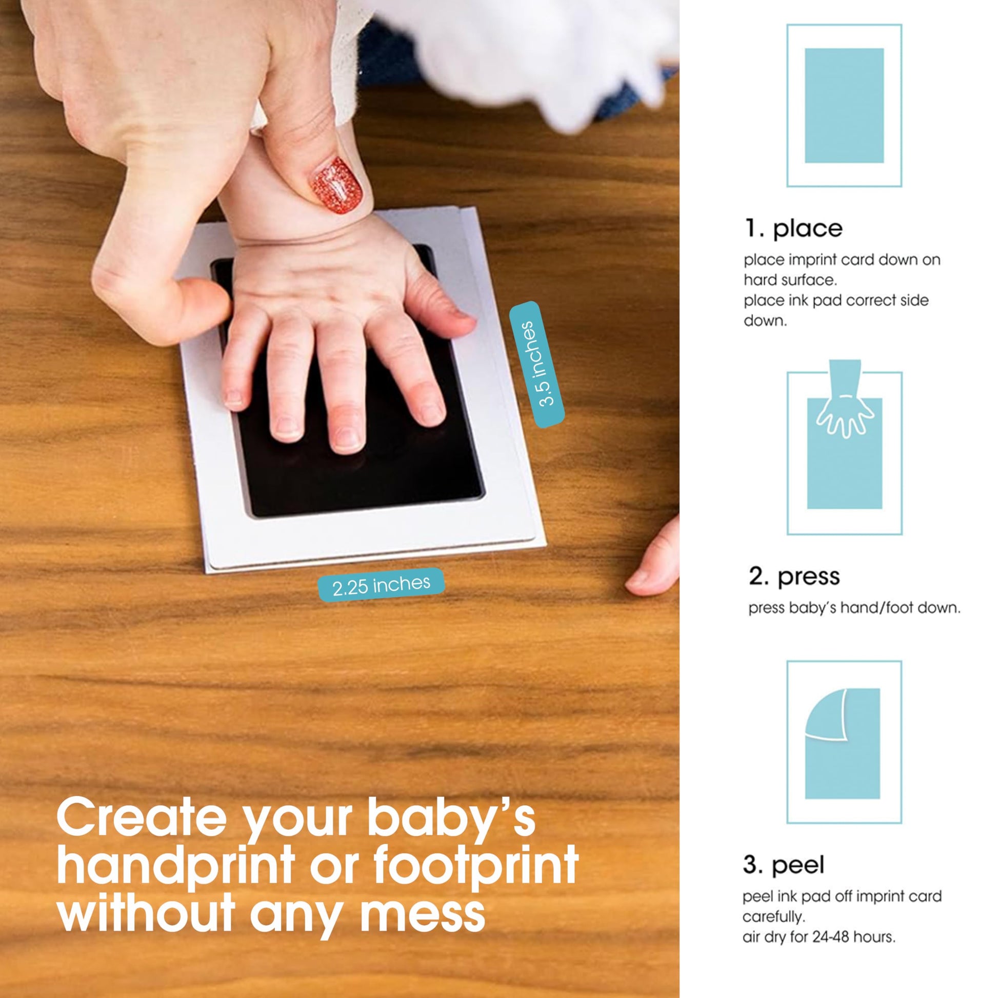 Buy now Pearhead Newborn Baby Handprint and Footprint Kit - No Mess Clean-Touch Ink Pad With Impression Cards, Safe for Skin, Perfect Keepsake for Family, Acid-Free, Black at indiglob india