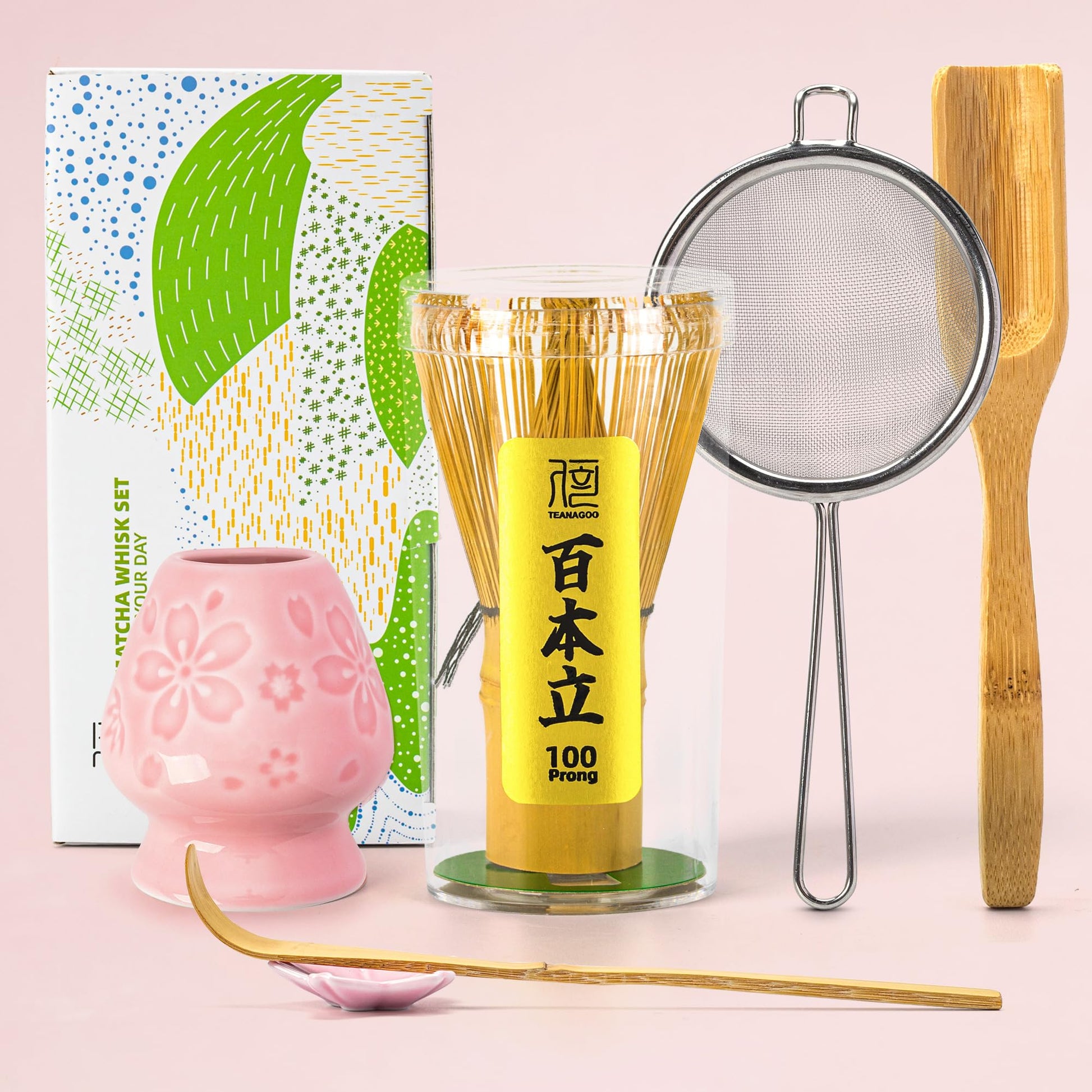Buy now TEANAGOO MA-01 Japanese Matcha Ceremony Accessory, Matcha Whisk (Chasen), Traditional Scoop (Chashaku), Tea Spoon, Whisk Holder, The Perfect Set to Prepare a Traditional Cup of Matcha.… at indiglob india