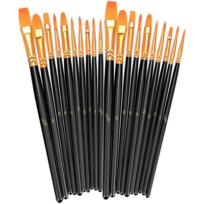 BOSOBO Paint Brushes Set, 2 Pack 20 Pcs Round-Pointed Tip Nylon Hair Artist Acrylic Paint Brushes for Acrylic Painting Oil Watercolor, Face Nail Art, Canvas, Miniature Detailing & Rock Painting, Blue