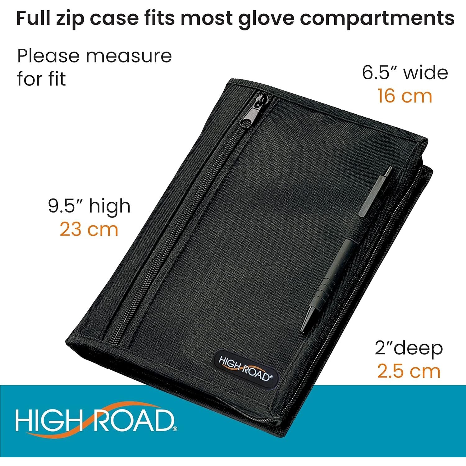 Buy now High Road Car Glove Box Organizer, Registration and Insurance Document Holder and Car Manual Holder with Flexible Secure Zippered Case and Note Pad at indiglob india