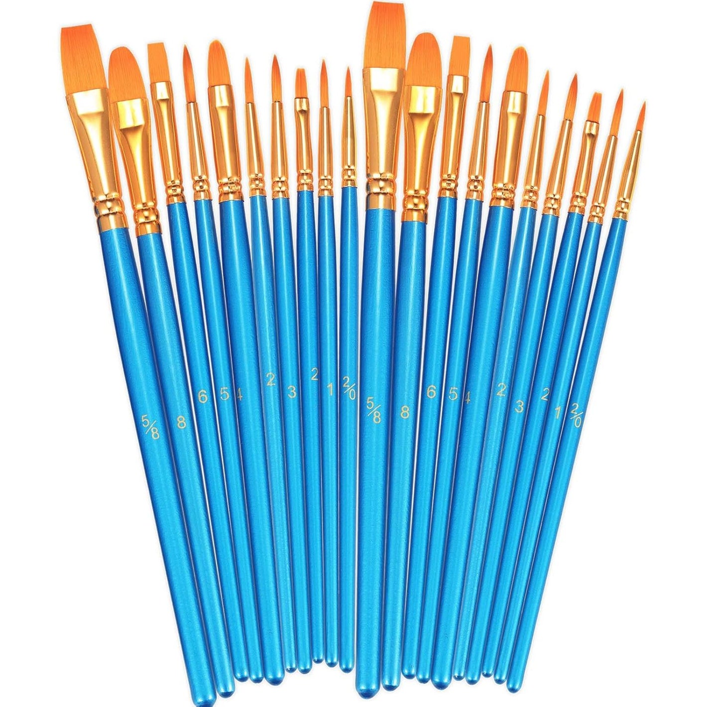 BOSOBO Paint Brushes Set, 2 Pack 20 Pcs Round-Pointed Tip Nylon Hair Artist Acrylic Paint Brushes for Acrylic Painting Oil Watercolor, Face Nail Art, Canvas, Miniature Detailing & Rock Painting, Blue