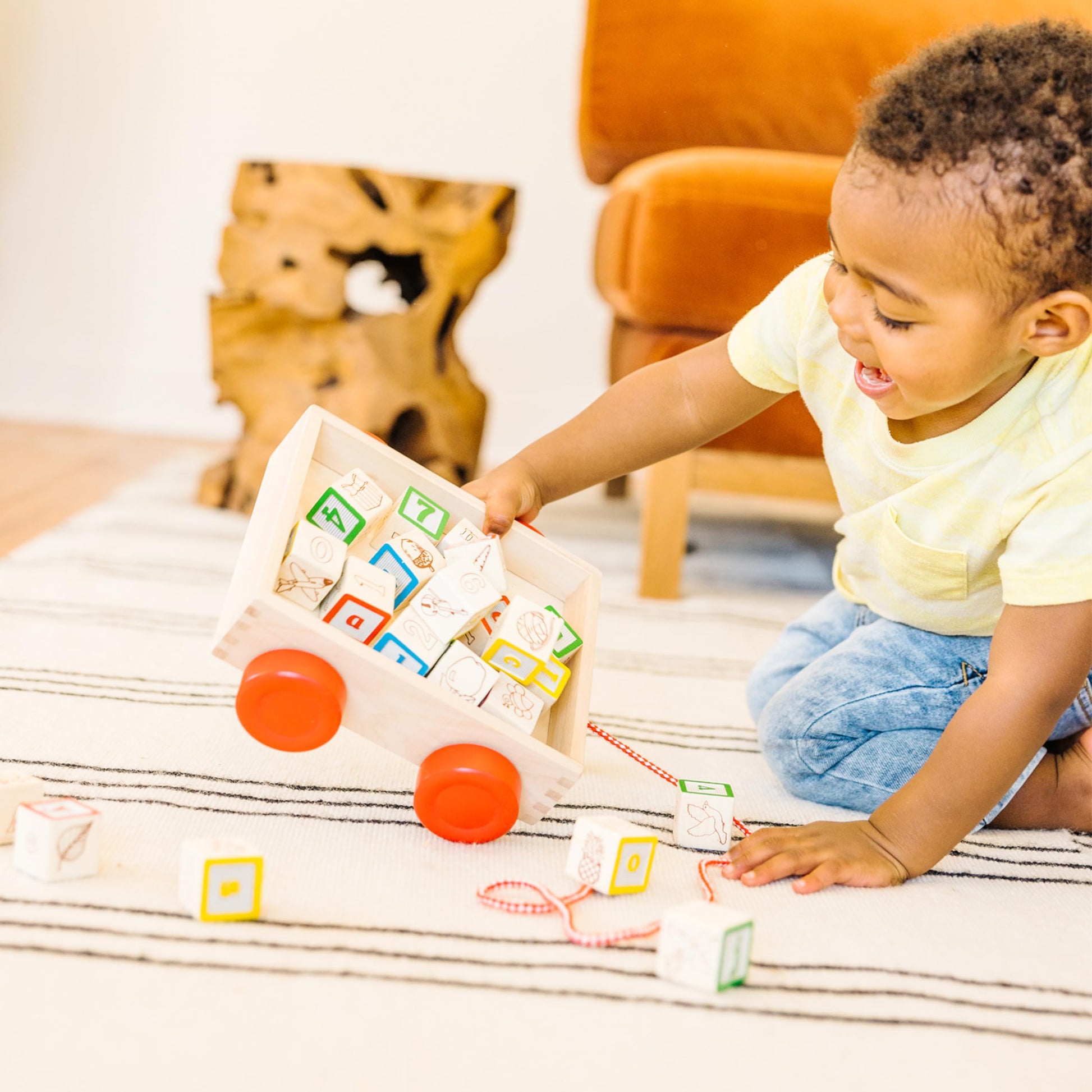 Buy now Melissa & Doug Classic ABC Wooden Block Cart Educational Toy with 30 1-Inch Solid Wood Blocks, Multicolor at indiglob india
