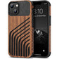 TENDLIN Compatible with iPhone 14 Pro Max Case Wood Grain with Carbon Fiber Texture Design Leather Hybrid Slim Case Black