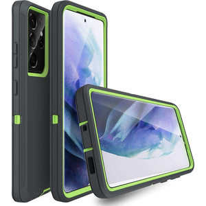MXX Case Compatible with Galaxy S21 Ultra Case, 3-Layer Super Full Heavy Duty Body Bumper Cover/Shock Protection/Dust Proof, Designed for Samsung Galaxy S21 Ultra 5G 6.8 Inch 2021 (Green/Gray)