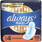 Always Ultra Thin Overnight Pads with Wings, Size 4, Overnight, 78 Count (3 Packs of 26)