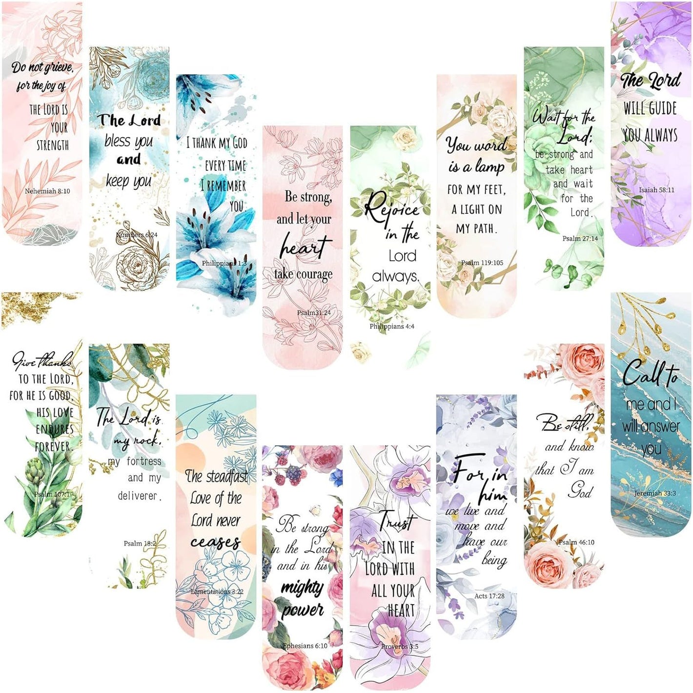 Zonon 48 Pcs Bible Verse Magnetic Bookmarks, Inspirational Scripture Christian Book Markers Religious Motivational Encouragement Flower Page Clips Presents for School Supplies(Stylish Style)