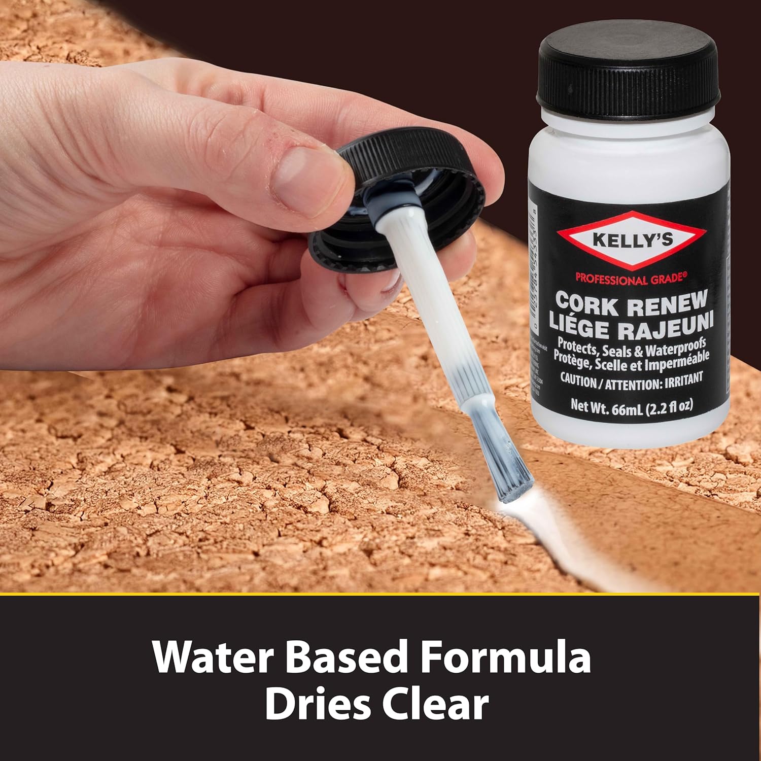Buy now Kelly's Cork Renew Sealer (2.2 fl oz) - Waterproof & Protect Cork Surfaces w/ Brush Applicator - Water Based Formula Dries Clear, Prevents Drying & Breaking Down of Sandles, Shoes, Fishing Rod, Coasters at indiglob india