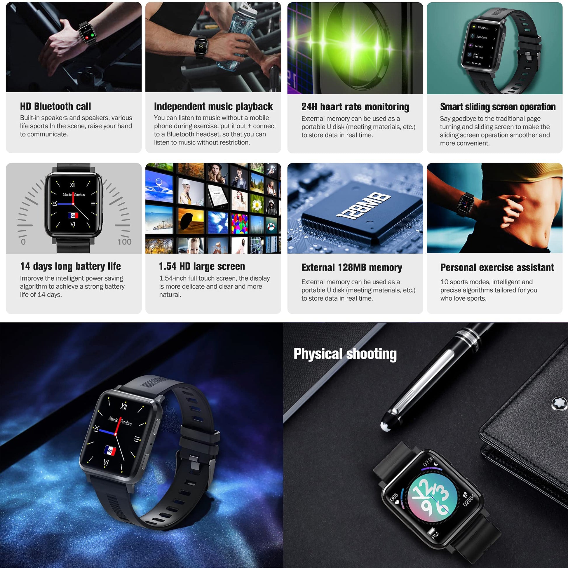 Buy now Smart Watch, Fitness Tracker with Heart Rate Monitor, Activity Tracker with 1.54 Inch Touch Screen, IP67 Waterproof Pedometer Smartwatch with Sleep Monitor, Step Counter for Women and Men at indiglob india