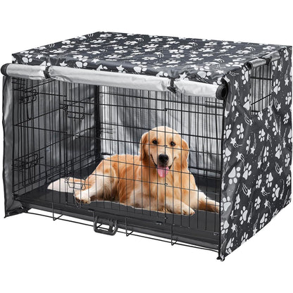 Dog Crate Cover 36 inch - Double Door, Dog Kennel Indoor, Waterproof Dog Kennel Cover with Air Vent Window, for Indoor/Outdoor Most Wire Dog Crate(Black)