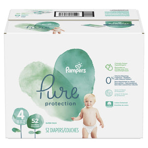 Buy now Diapers Size 4, 52 Count - Pampers Pure Protection Disposable Baby Diapers, Hypoallergenic and Unscented Protection, Super Pack (Old Version) at indiglob india