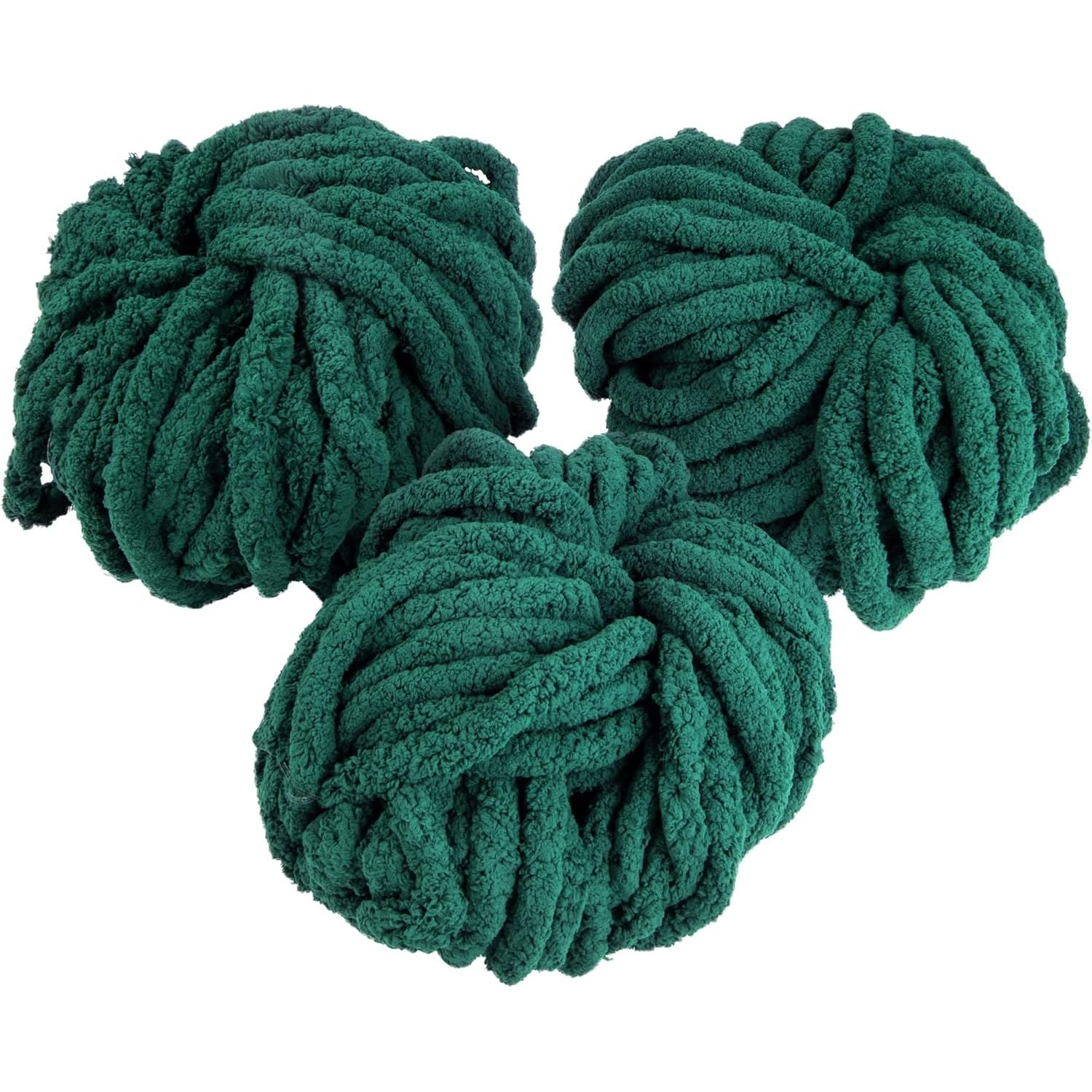 Buy now iDIY Chunky Yarn 3 Pack Skeins (72 Yards) - Dark Green - Fluffy Chenille Yarn Perfect for Soft Throw and Baby Blankets, Arm Knitting, and DIY Crafts and Projects! Chrochet #20 or 25 Homemade Gift Default at indiglob india