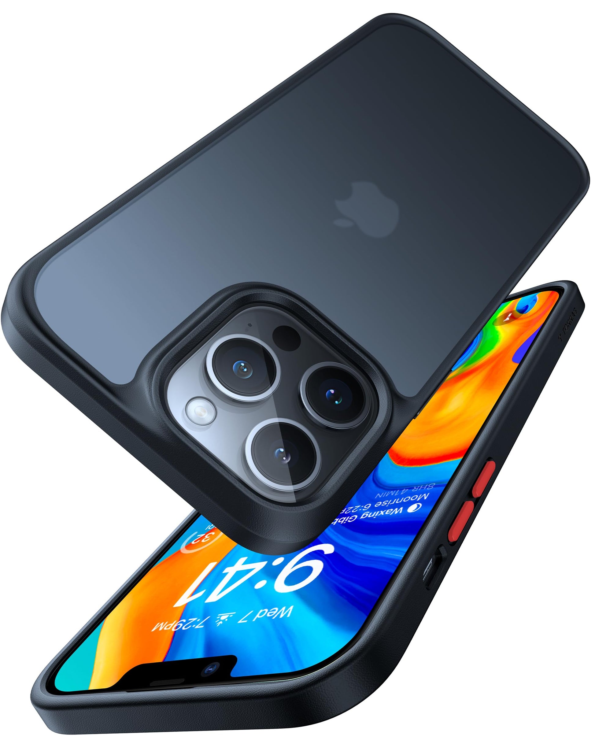 Buy now TORRAS Tough Shockproof for iPhone 13 Pro Case, [Military-Grade Drop Tested] Ultra-Durable Matte Hard PC Back with Soft Silicone Edge Slim Protective for iPhone 13 Pro Phone Case,Translucent Black at indiglob india