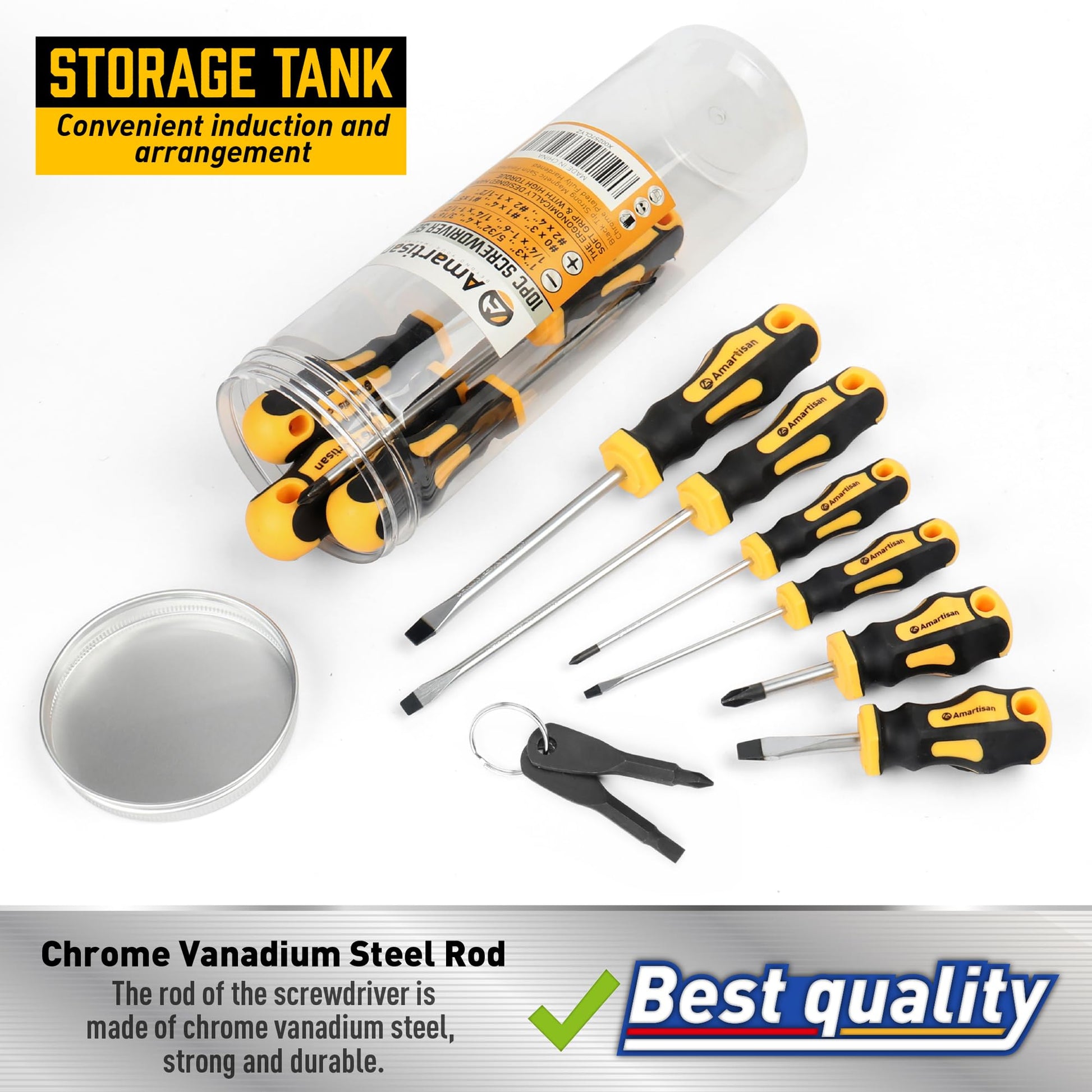 Buy now Amartisan 10-Piece Magnetic Screwdrivers Set, 5 Phillips and 5 Slotted Tips Professional Cushion Grip Screwdriver Set at indiglob india