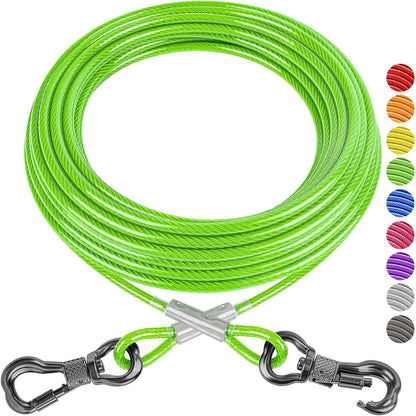 XiaZ 30ft Dog Tie Out Cable, Heavy Duty Dog Chains for Outside with Lockable Hook, Pet Runner Cable Leads for Yard, Dogs Line Tether for Small Medium Large Dogs Up to 250 LBS