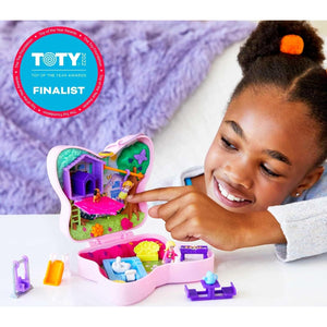 Polly Pocket Compact Playset, Backyard Butterfly with 2 Micro Dolls & Accessories, Travel Toys with Surprise Reveals