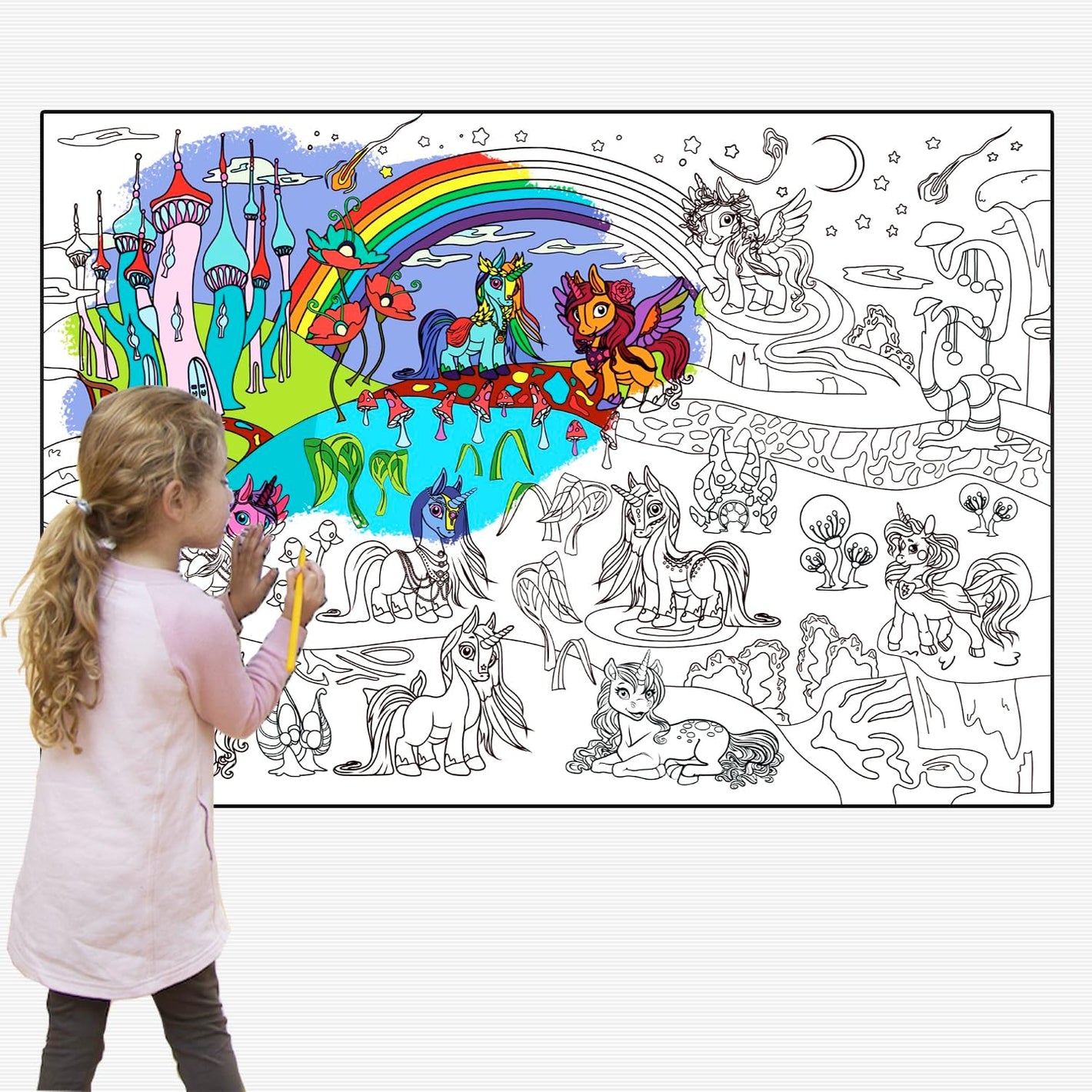 ALEX Art, Large Coloring Poster - Arts and Crafts Unicorn - Jumbo Table Coloring Sheet - Giant Coloring Posters for Kids - Creative Fun Birthday Gifts for Girls - Extra Huge Big Page Wall Size