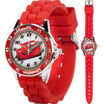 Buy now Disney Pixar Cars Kids' Time-Teaching Watch – Lightning McQueen Design with Red Silicone Strap, Easy-to-Read Dial, and Adjustable Fit for Wrists 5.5" to 8" at indiglob india