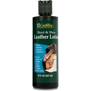 Cadillac Boot and Shoe Leather Lotion 8 Ounces - Cleans, Conditions, Protects, and Polishes Leather Footwear and Accessories