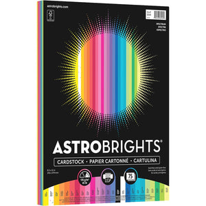 Astrobrights Colored Cardstock, 8.5” x 11”, 65 lb / 176 gsm, "Spectrum" 25-Color Assortment, 75 Sheets (80944-01)