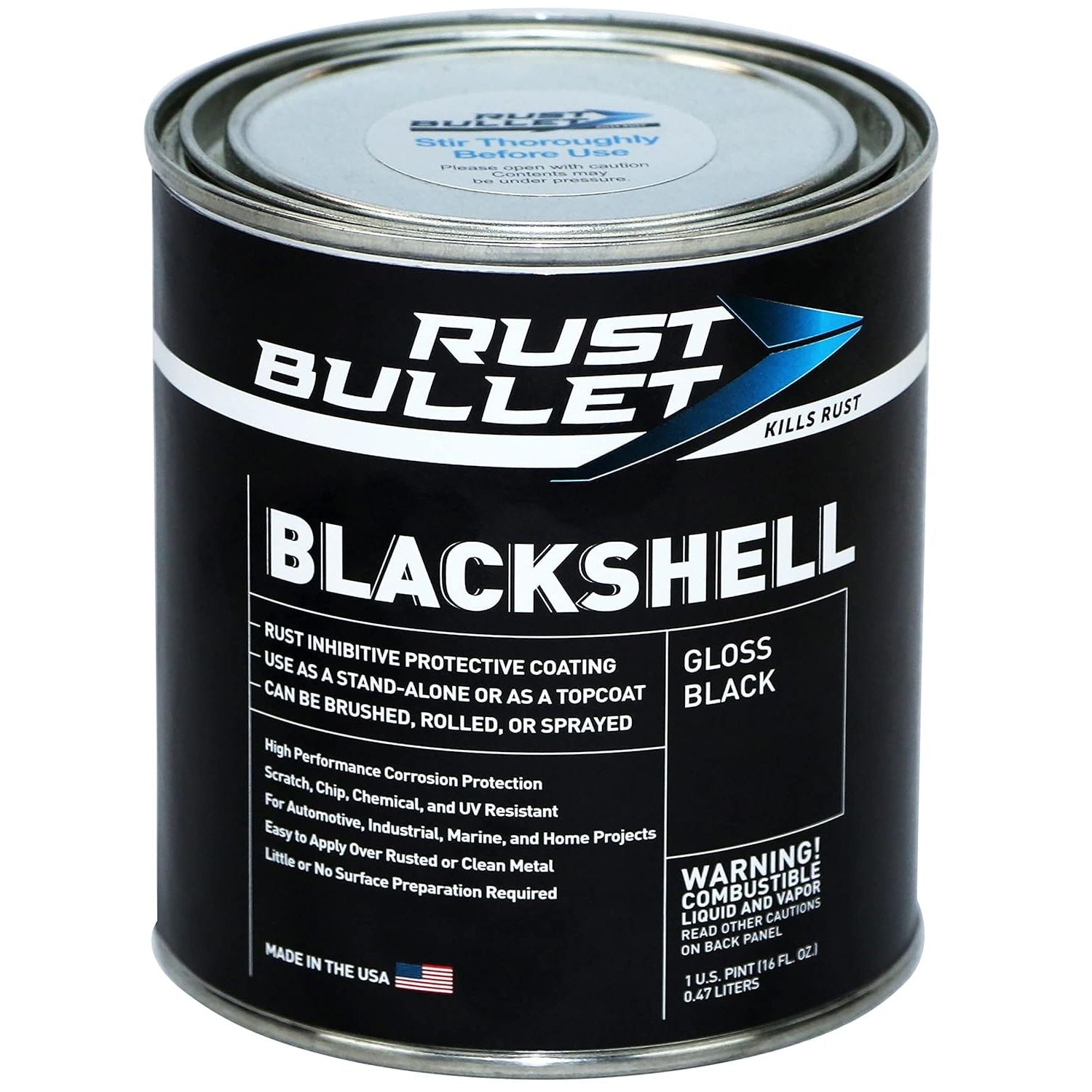 Buy now RUST BULLET BlackShell - Gloss Black - 4 Oz - Corrosion Preventive Coating, UV Resistant Rust Proofing Paint, Long-Lasting Metal Protection 16 Fl Oz (Pack of 1) at indiglob india