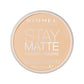 Rimmel London Stay Matte - 001 Transparent - Pressed Powder, Lightweight, High Coverage, Shine Control, 0.49oz