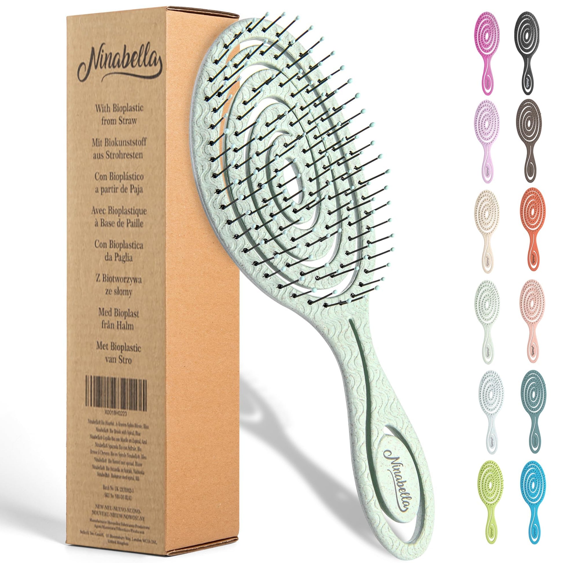 Buy now Ninabella Detangle Hair Brush for Women & Men - Does not Pull - Straightening Brushes for Straight & Curly Hair - Unique Spiral Detangling Hairbrush - Green Regular Mint Green at indiglob india