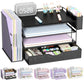 Buy now gianotter Wood Desk Organizers and Accessories with File Holder, 4-Tier Desk Accessories & Workspace Organizers with Drawer and Pen Holder, Paper Organizer for Office Supplies (Black) Black at indiglob india