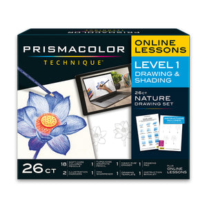 Buy now Prismacolor Technique Art Supplies and Digital Art Lessons Nature Drawing Set Level 1 Learn to Draw with Colored Pencils Graphite Pencils and More Flower Drawing 26 Count at indiglob india