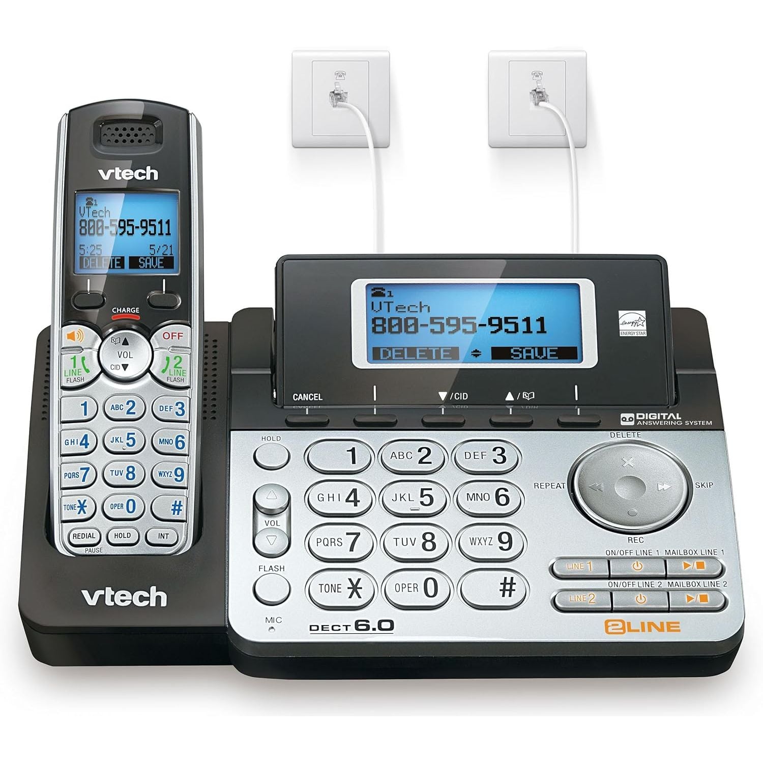Buy now VTech Accessory Handset for DS6151 Series with 2-Line Cordless Phone, Suitable for Small Business or Home, Answering System, Expandable up to 12 Handsets, Intercom, Conference | DS6101 (Black/Silver) 1 Handset 2-Line System at indiglob india