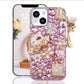 Guppy for iPhone 14 Pro Max Bling Glitter Case,Luxury Diamond Rhinestone Gemstone 3D and Flower Gemstone Pumpkin Car Tower Pendant Pearl Soft TPU Back Cover Case for Women Pink