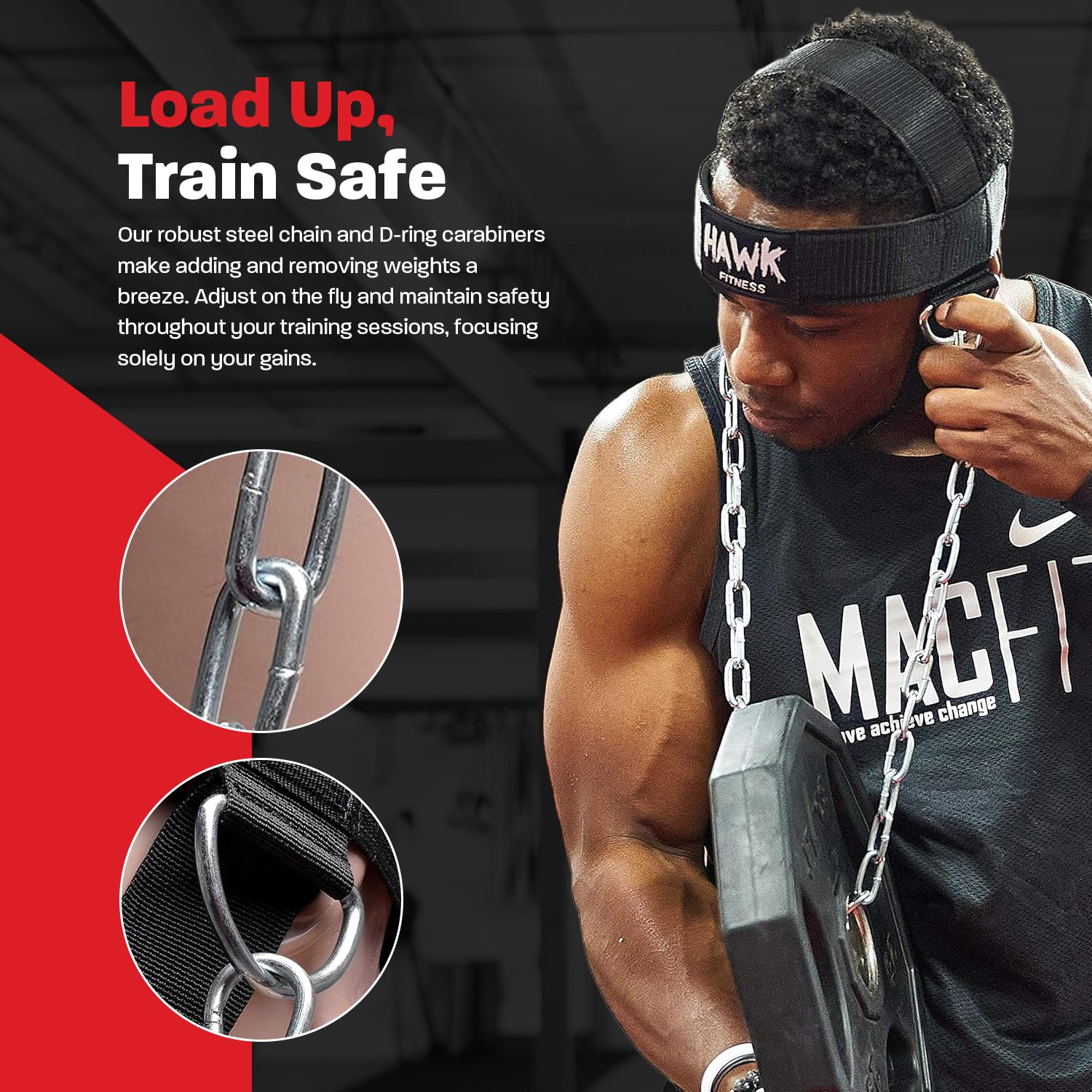 Buy now Hawk Sports Neck Harness for Men and Women with Adjustable Neck Strap and 30" Steel Chain for Safely Lifting Weights Up to 150 lbs., Neck Exercise Equipment for Muscle Growth and Strength Training at indiglob india