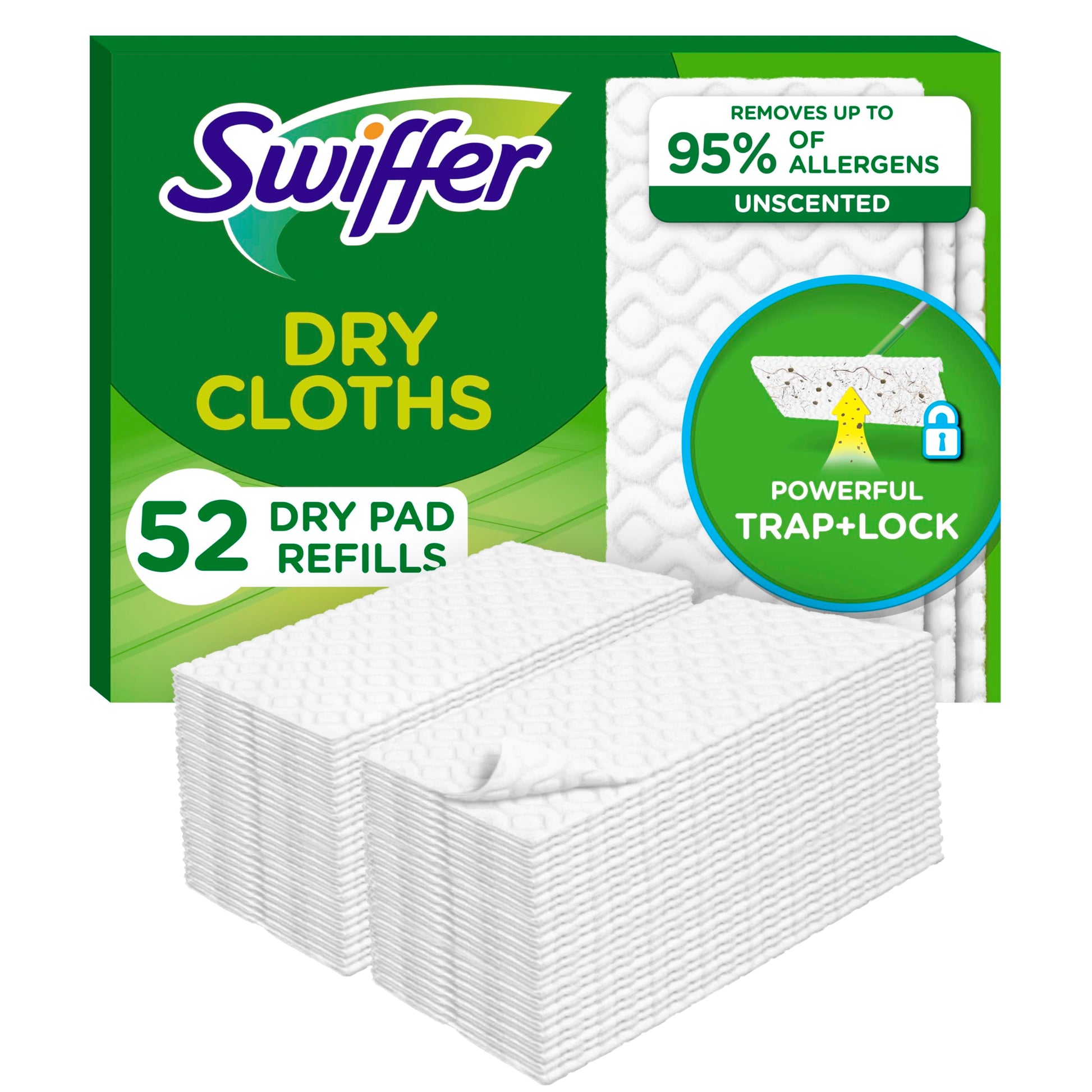 Buy now Swiffer Sweeper Dry Sweeping Pad, Multi Surface Refills for Dusters Floor Mop, with Febreze Lavender, 32 count Unscented 52 Count (Pack of 1) at indiglob india