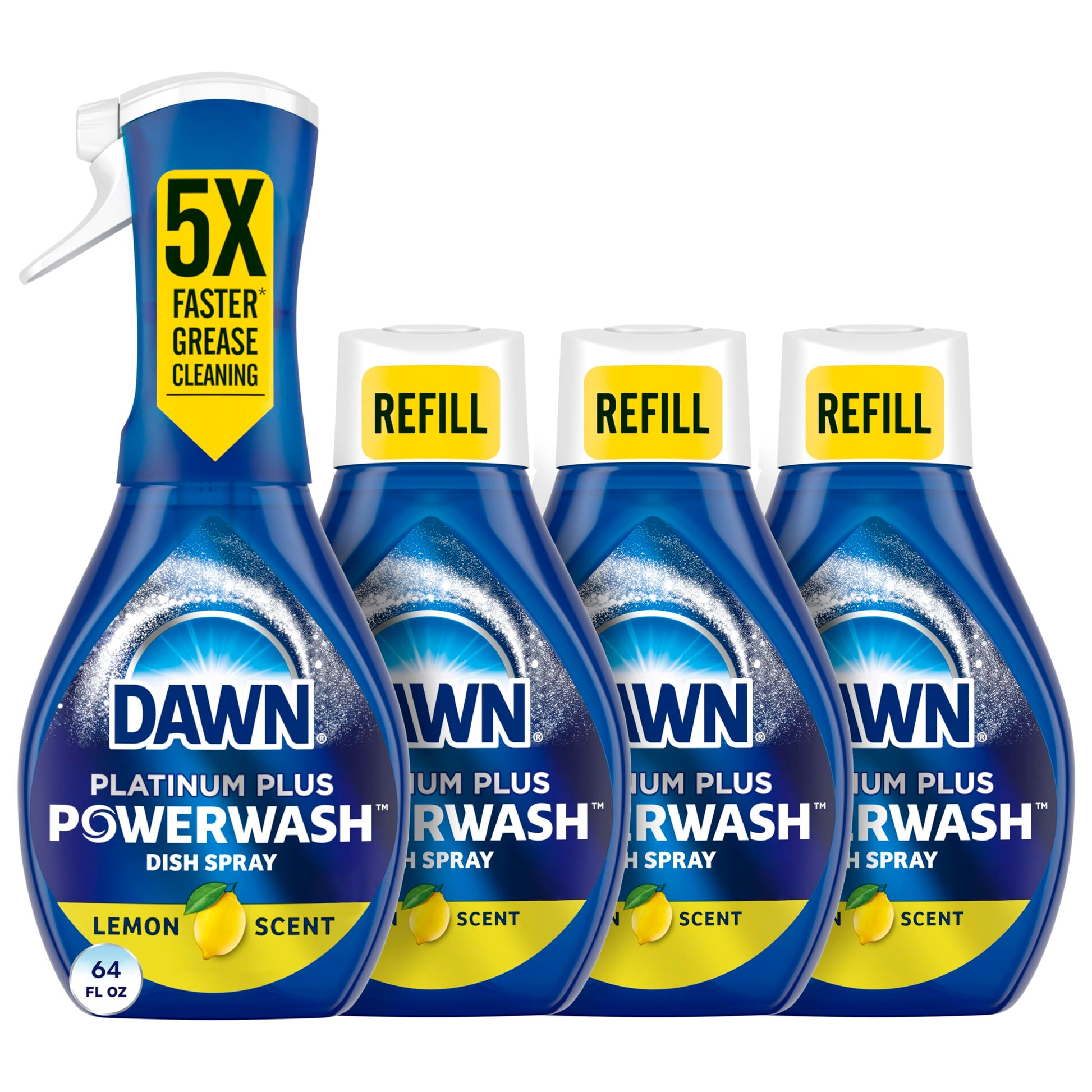Buy now Dawn Powerwash Spray, Dish Soap, Dishwashing Liquid, Cleaning Supplies, Fresh, 1 Starter Kit + 1 Refill, 32 Fl Oz Lemon 16 Fl Oz (Pack of 4) at indiglob india