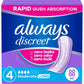 Always Discreet Adult Incontinence Pads for Women, Moderate Absorbency, Long Length, Postpartum Pads, 162 Count (3 Packs of 54)