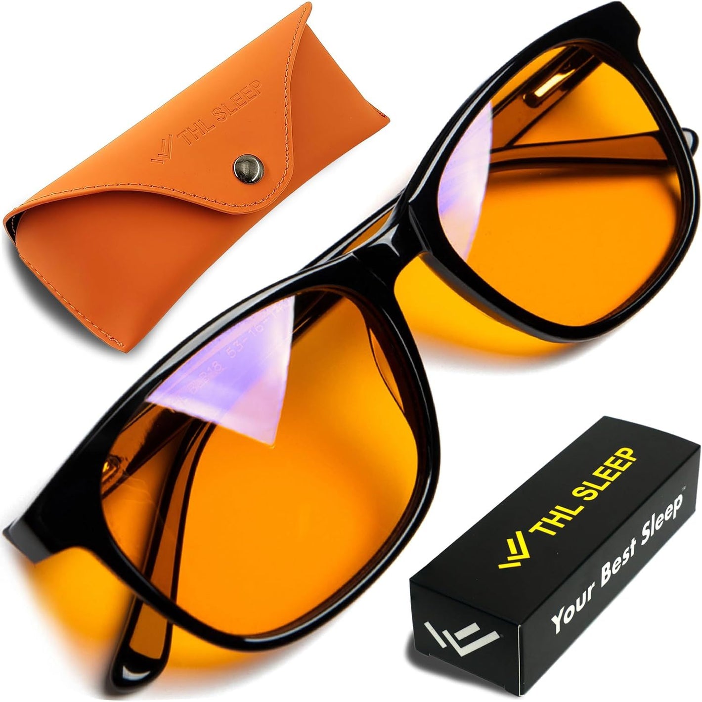 Orange Blue Light Blocking Glasses for Better Sleep - 99.5% Premium Acetate Orange Computer Migraine Glasses for Women & Men - Amber Gaming Glasses - Blue Light Blockers Gamer Glasses for Eye Strain