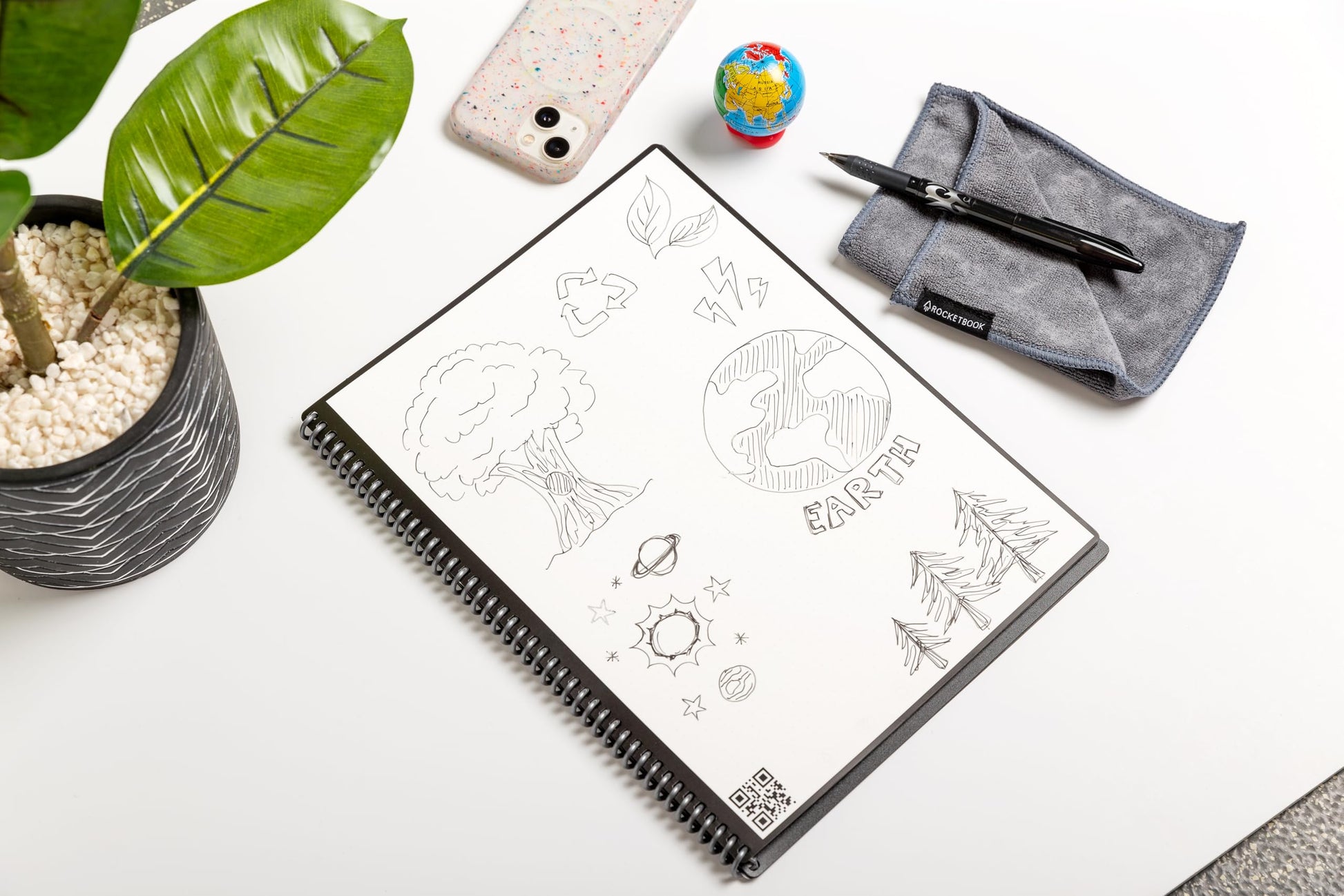 Buy now Rocketbook Core Reusable Spiral Notebook, Letter Size 8.5x11, Black - Dotted Pages, App-Connected, Erasable, Durable Cover, Ideal for School, Work, and Creative Projects at indiglob india