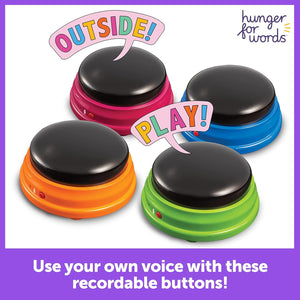 Hunger for Words Talking Buttons Starter Set - Recordable Buttons to Teach Your Dog to Communicate, Dog Training Games, Plastic, Multicolor