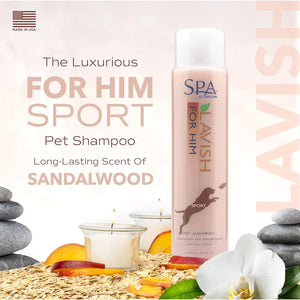 TropiClean SPA Lavish Dog Shampoo | Sporty Scented For Him Deodorizing Dog Shampoo | Naturally Derived Salon Grade Ingredients | Made in the USA | 16oz