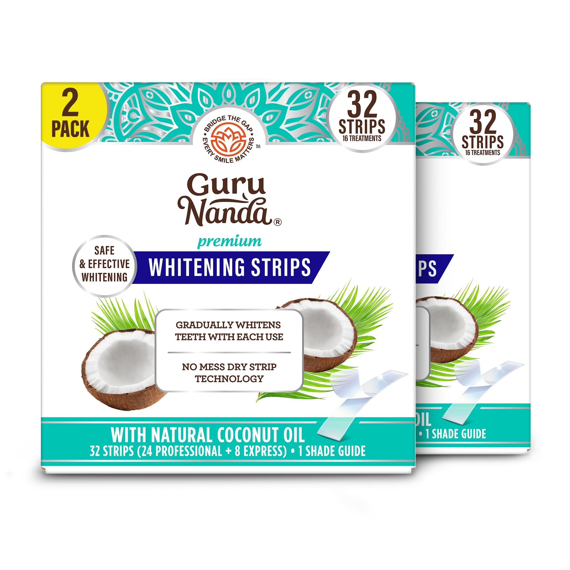 Buy now GuruNanda Teeth Whitening Strips - 7-Day Treatment with Non-Slip, Dry Strip Technology - Whitening Designed with Care for a Brighter Smile at indiglob india